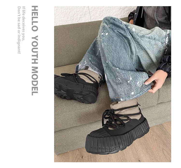 Men's Warm Split Leather Snow Boots | Cozy Winter Ankle Shoes