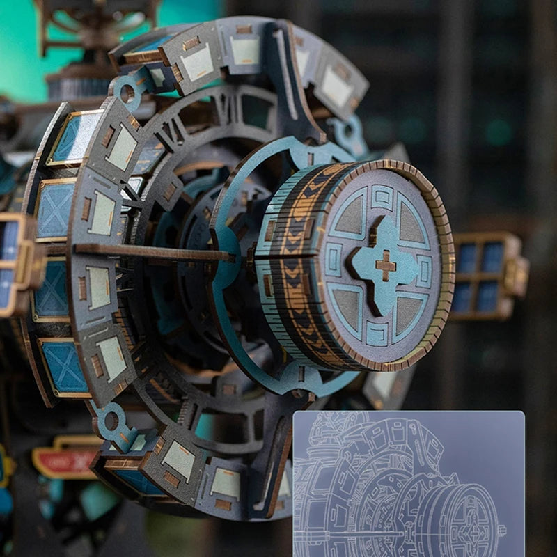 Estación Celestigon Steampunk: Kit de Puzzle de Casa de Muñecas de Madera | Diversión DIY