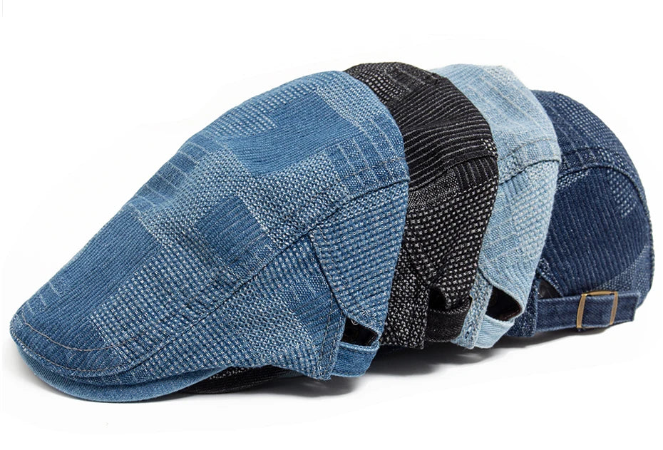 Denim Vintage Beret Men Newsboy Caps Summer Casual Women Forward Cap Cotton Visor Flat Hat Autumn Peaked Painter Hats