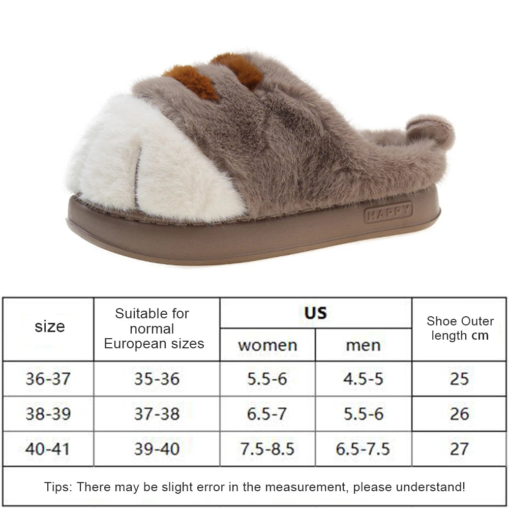 3D Cat Paw Plush Slippers | Cute & Cozy Indoor House Shoes