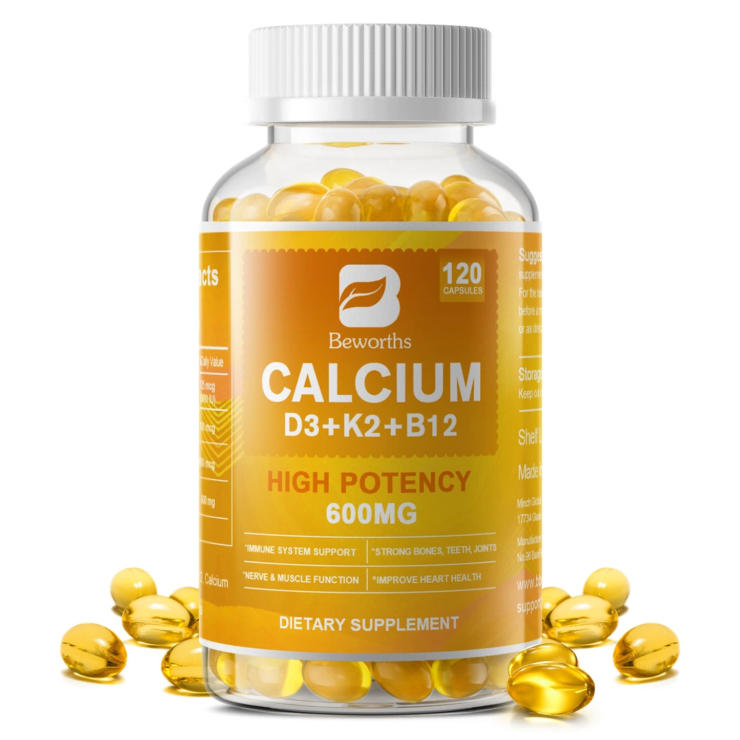 Vitamin D3 Calcium Capsules for Bone & Heart Health Support