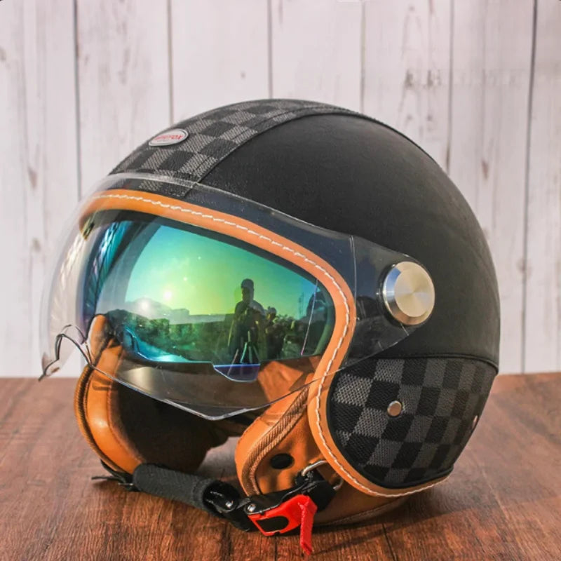 Unisex Open Face Motorcycle Helmet with Double Visors | Safe & Stylish