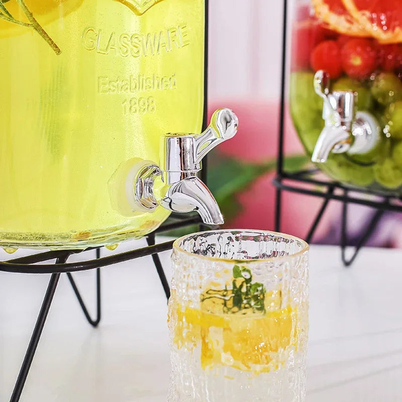 Elegant 4L Glass Beverage Dispenser with Stand & Tap