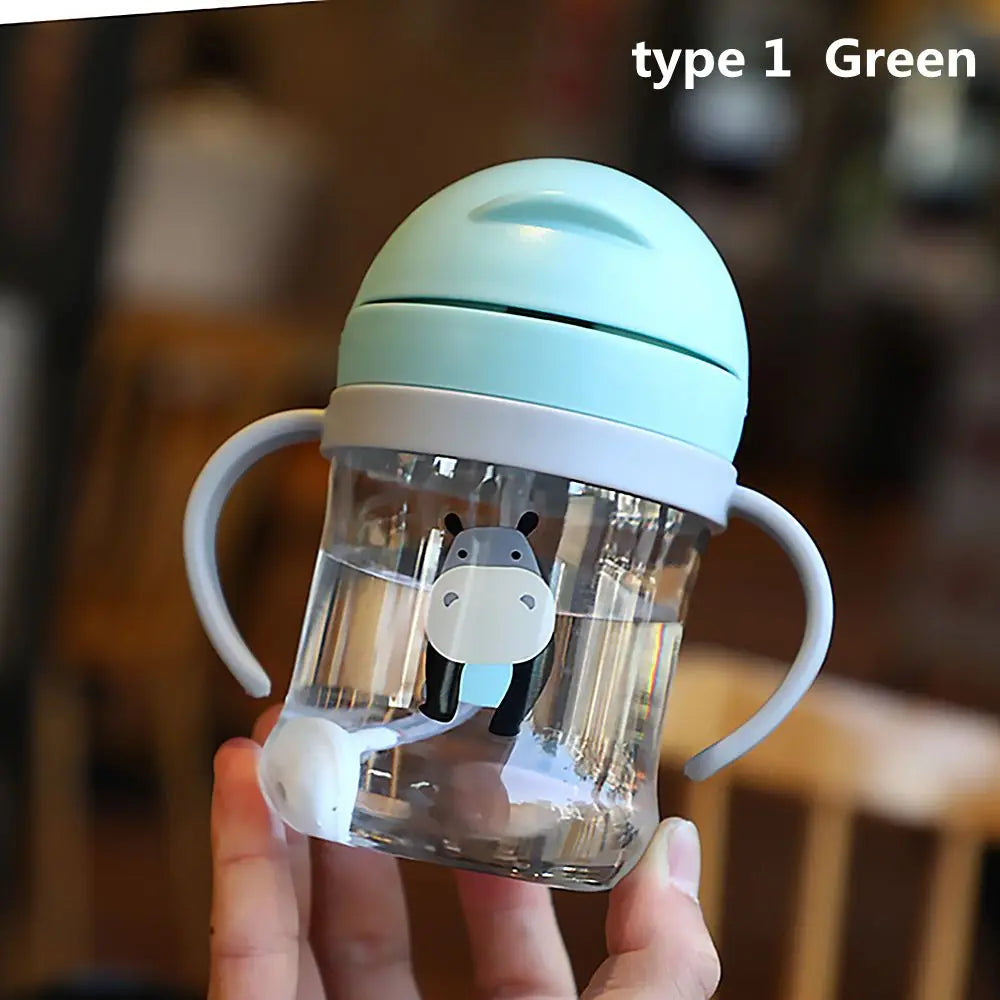 250ML Cartoon Pattern Child Drinking Bottle with Straw