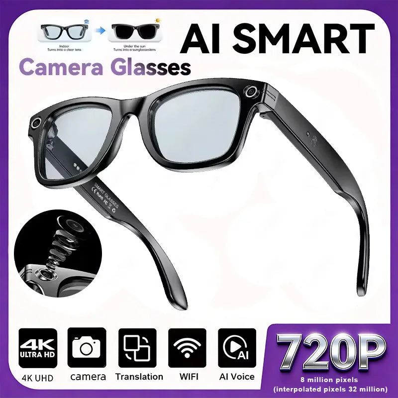 Smart Glasses with AI Camera, Bluetooth & Voice Translation