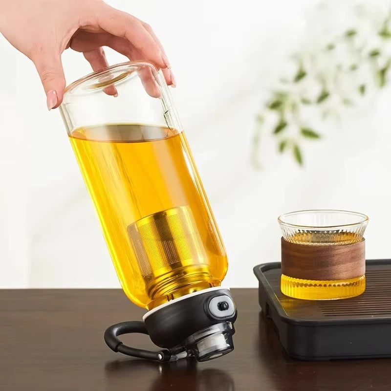 Large Capacity Glass Water Bottle with Tea Strainer | Ideal for Travel