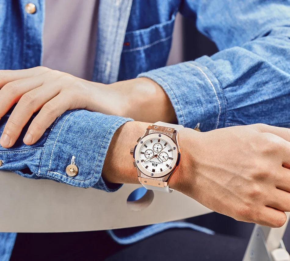 Men's Casual Automatic Mechanical Watch | Rose Gold & Rubber Strap