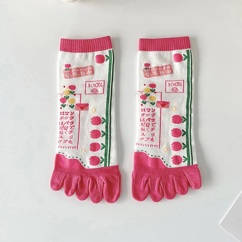 Cute Cartoon Split-Toe Socks for Women | Breathable Kawaii Comfort