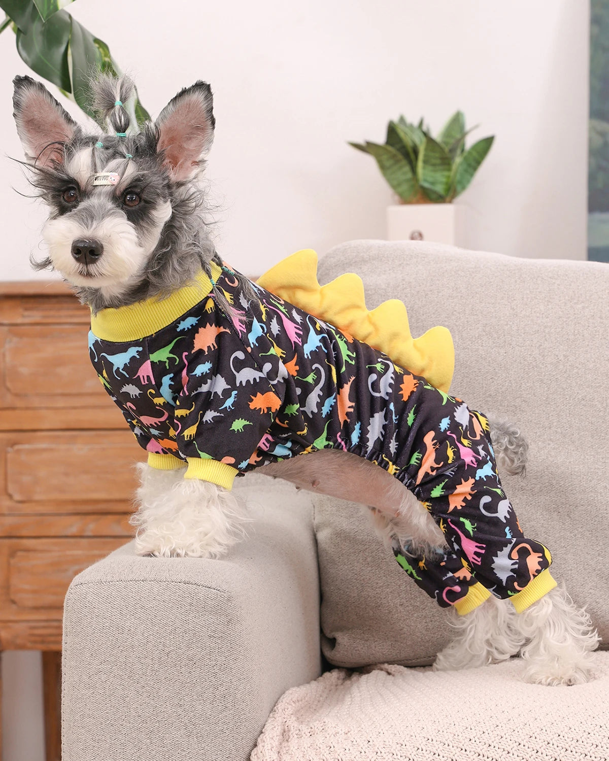 Cute Dinosaur Costume Dog Pajamas | Soft Warm Pet Sleepwear