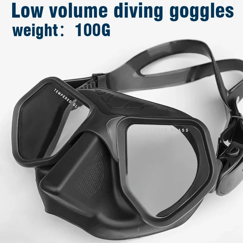 Professional Low Volume Diving Mask | Anti-Fog Silicone Snorkel Gear