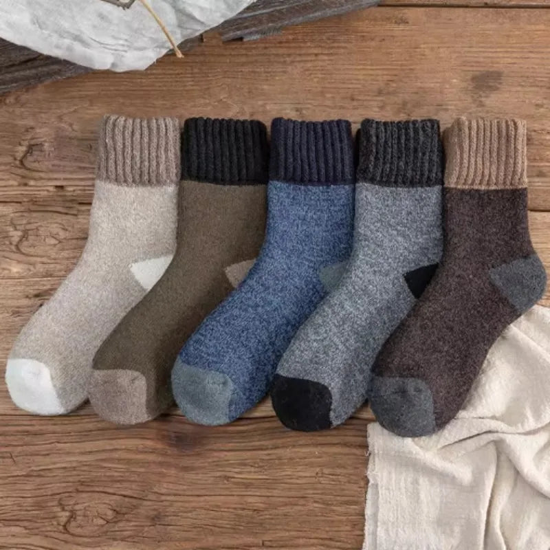 5 Pairs Warm Wool Socks for Men | Thick Winter Comfort Essentials