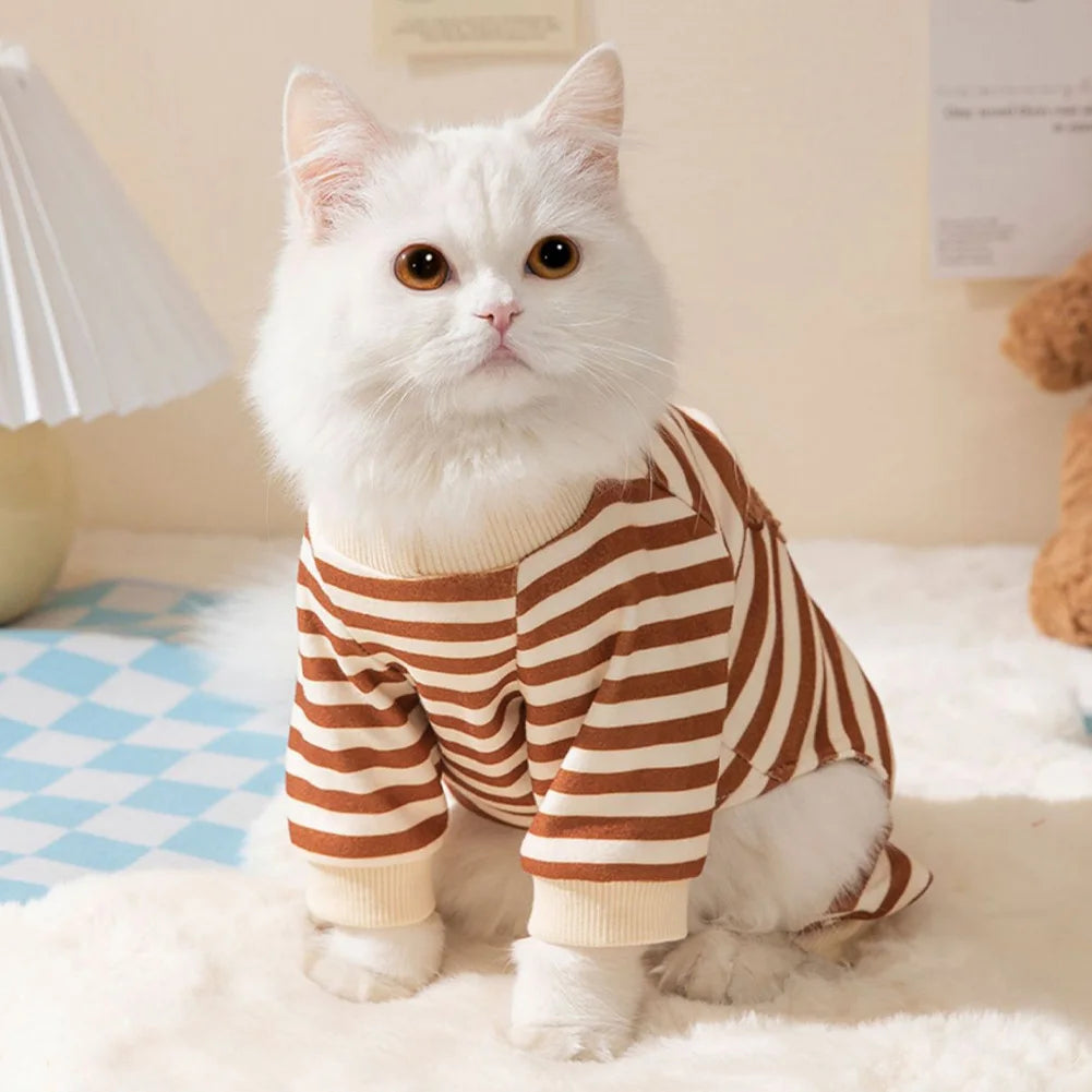 Cute Striped Dog Jumpsuit | Cozy Spring Autumn Pet Pajamas