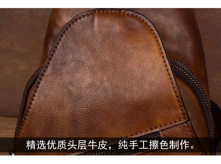 Large-Capacity Leather Chest Bag for Men | Casual Shoulder Bag
