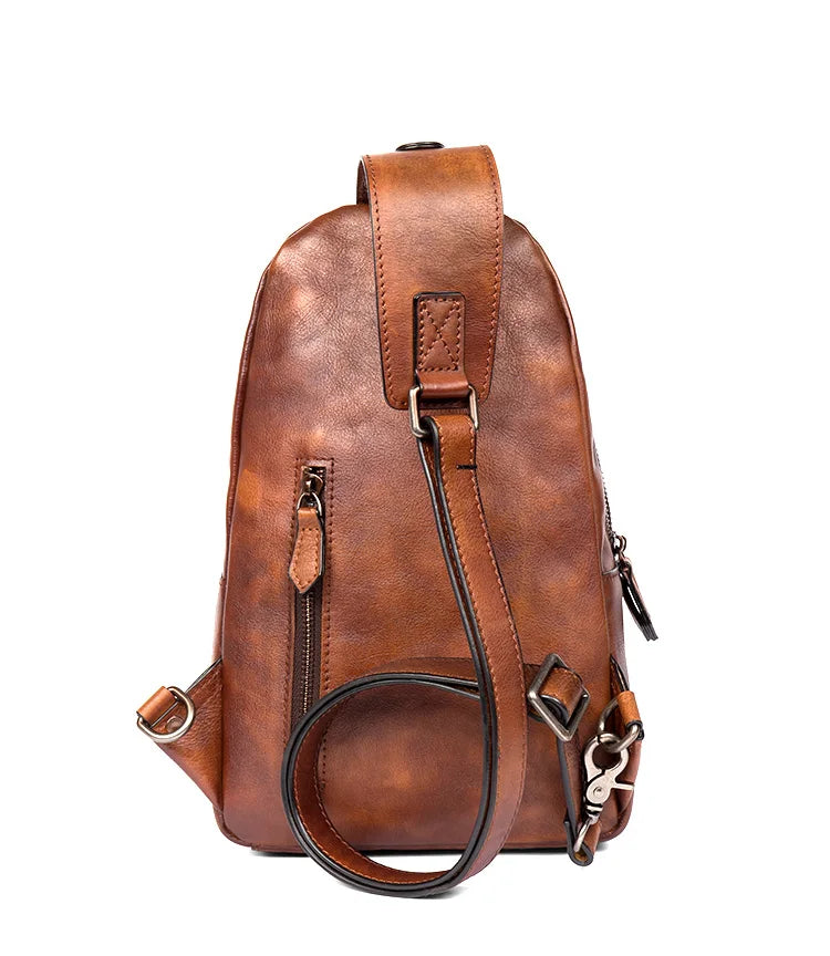 Large-Capacity Leather Chest Bag for Men | Casual Shoulder Bag