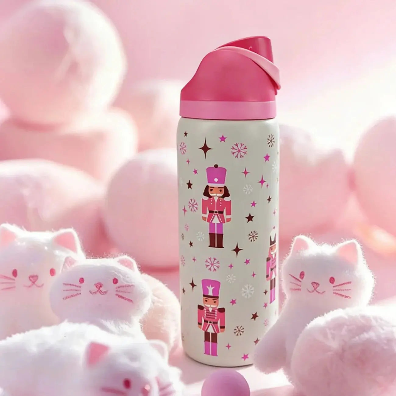 Cute Pattern Insulated 32oz Stainless Steel Water Bottle with Straw