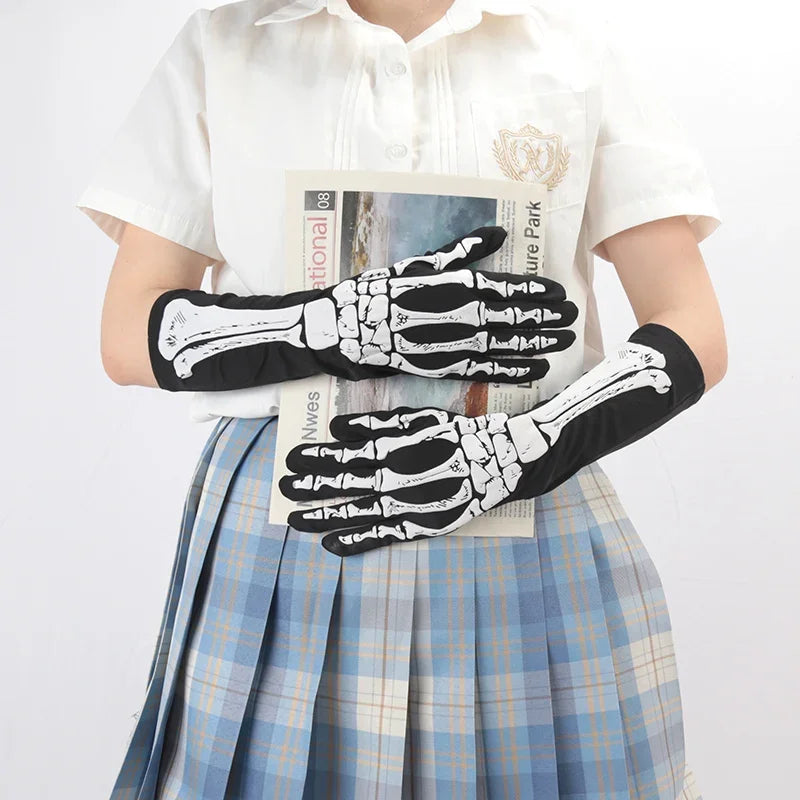 Black Punk Fingerless Gloves | Gothic Skeleton Style Accessories