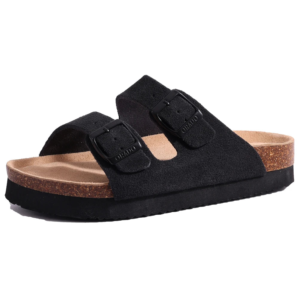 Shevalues Suede Clogs For Women Men Summer Cork Mules Soft Footbed Sandals With Arch Support  New Leisure Fashion Genuine Clogs