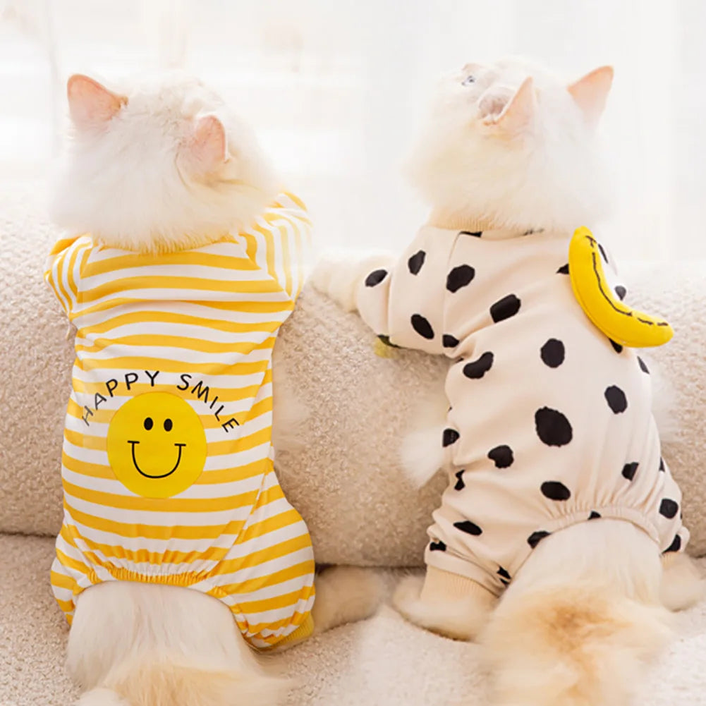 Kawaii Cat Jumpsuit | Cute Striped Romper for Small Pets