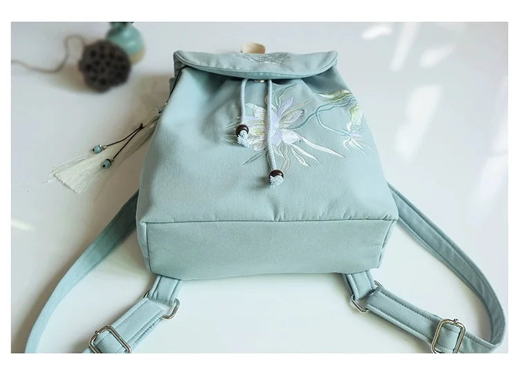Mochila de 15 pulgadas estilo retro chino | Mochila bordada hecha a mano