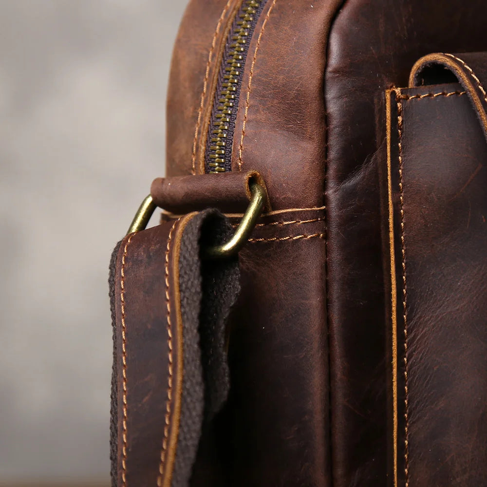 Retro Handcrafted Leather Men's Crossbody Bag | Versatile Fashion