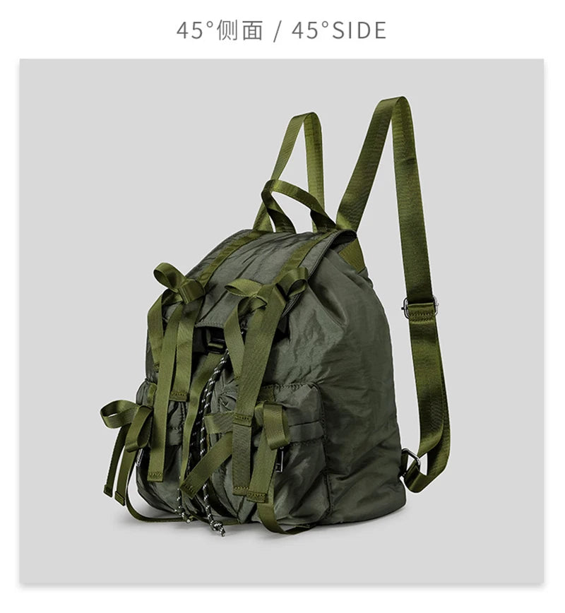 Fashion Y2K Bow Casual Backpack | High-Quality Nylon Shoulder Bag