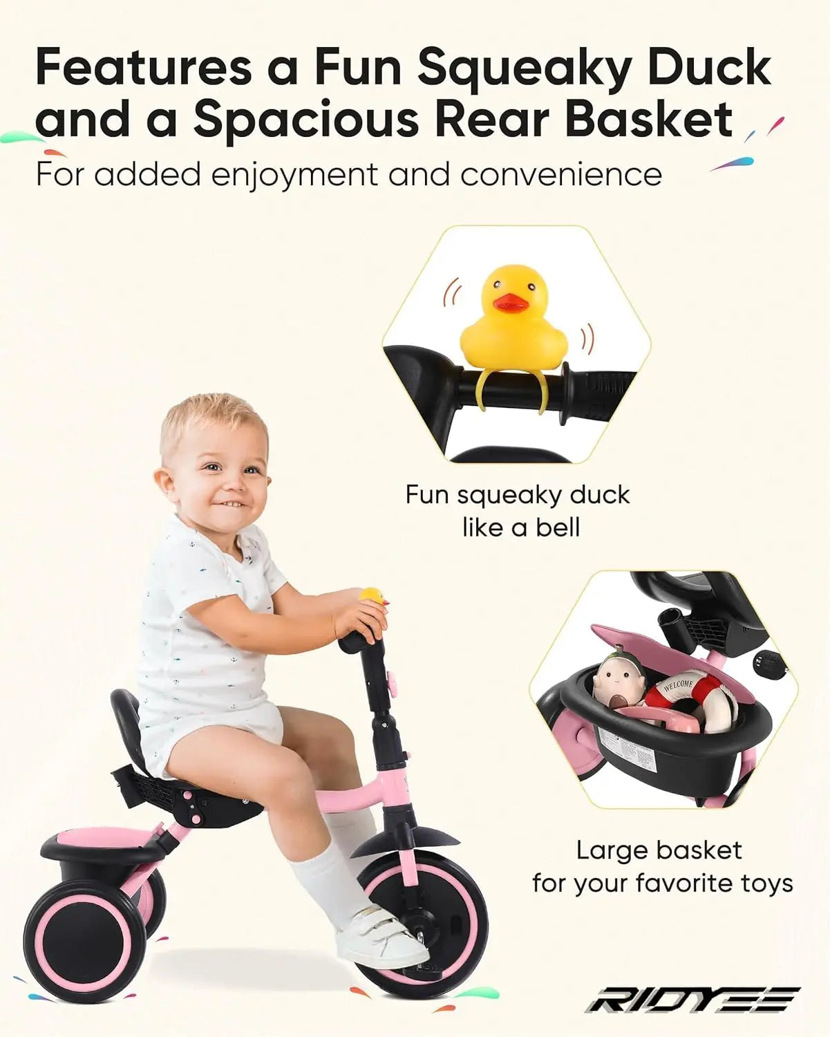 Adjustable Toddler Tricycle with Push Handle | Fun Ride-On Toy