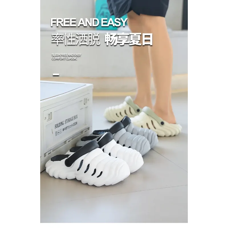 Men Fashion Closed Toe Beach Slippers Summer Trendy Casual Breathable Non Slip Slip on Street Daily Leisure Shoes