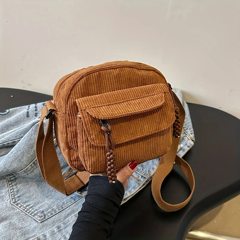 Casual Corduroy Crossbody Bag for Women | Stylish Multi-Pockets
