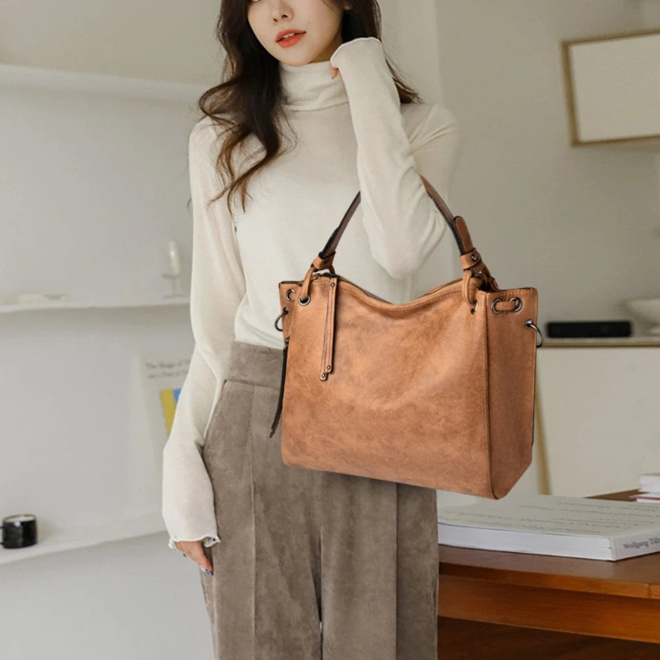 Stylish Large Capacity PU Leather Handbags for Women