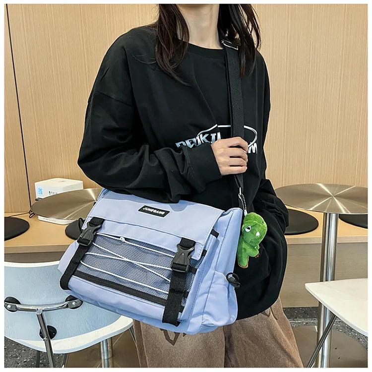 Bolso cruzado de nailon elegante para adolescentes | Bandolera multibolsillos