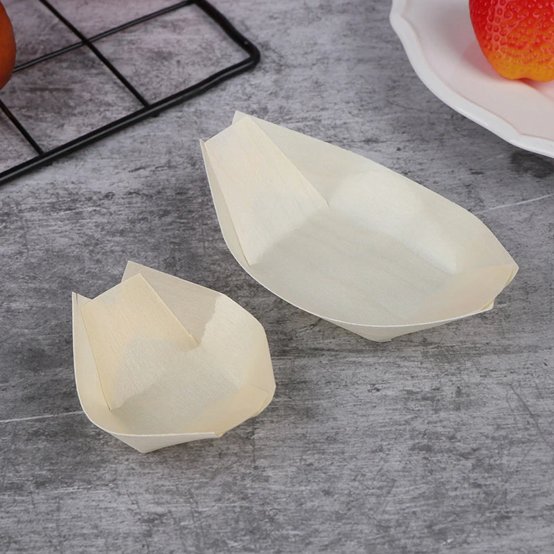 50 Platos Desechables de Madera para Sushi | Elegante Experiencia Culinaria