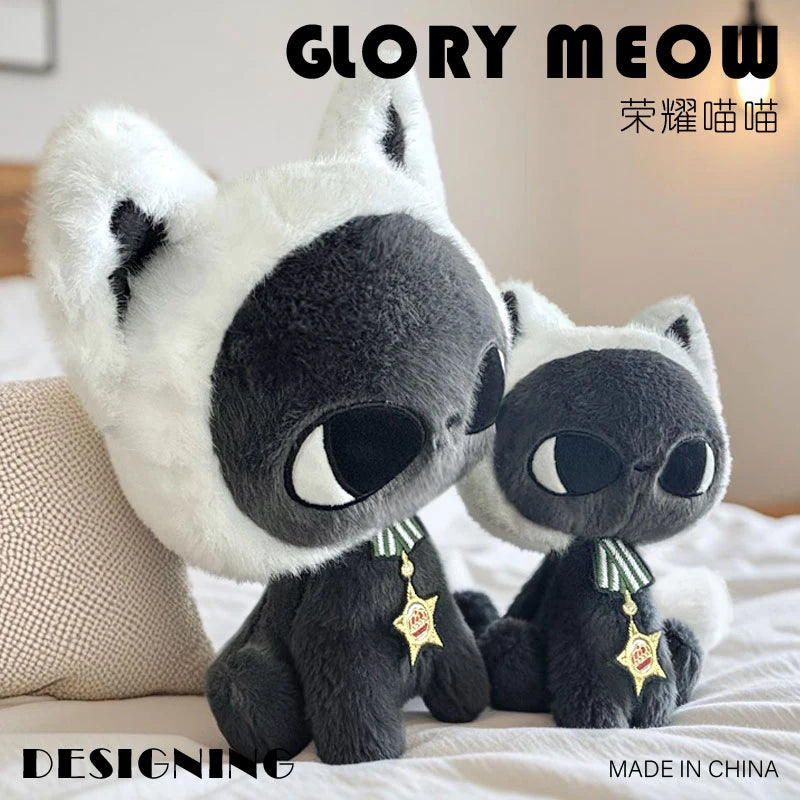 Kawaii Celestial Black Cat Plush Toy | Elegant Moonlight Design