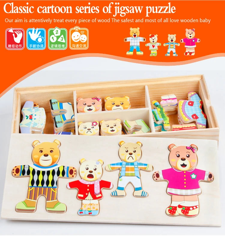 Educational Wooden Jigsaw Puzzle for Kids | Montessori Style Fun