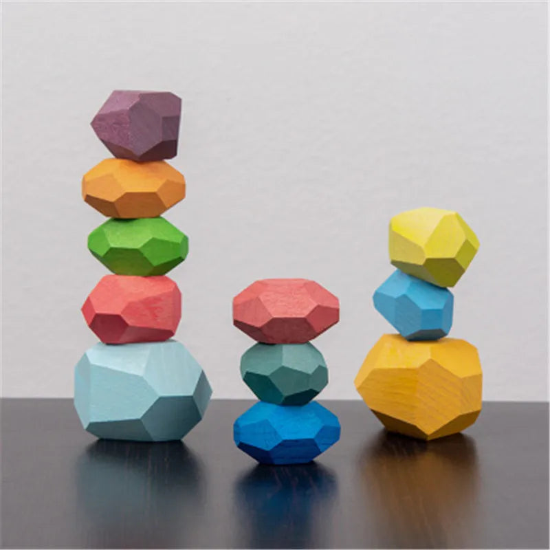 Wooden Sorting Stacking Rocks for Kids | Montessori Learning Toy