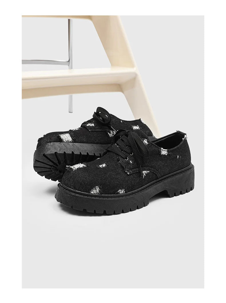 Comfortable Denim Low Top Boots with Thick Sole | Trendy Sneakers