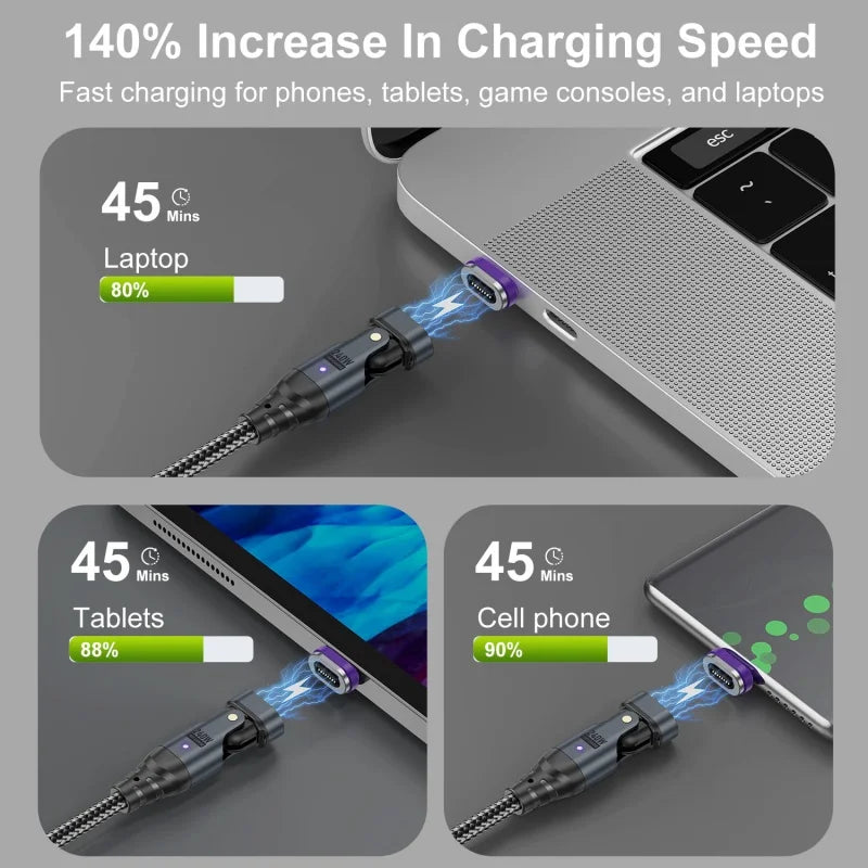 240W Magnetic USB Type C Cable | Fast Charging & Data Transfer