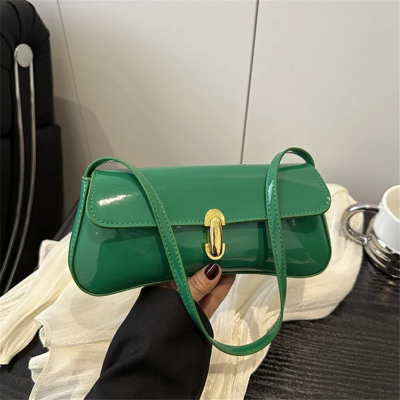 Stylish Shiny PU Leather Handbag | Versatile Women's Tote Bag