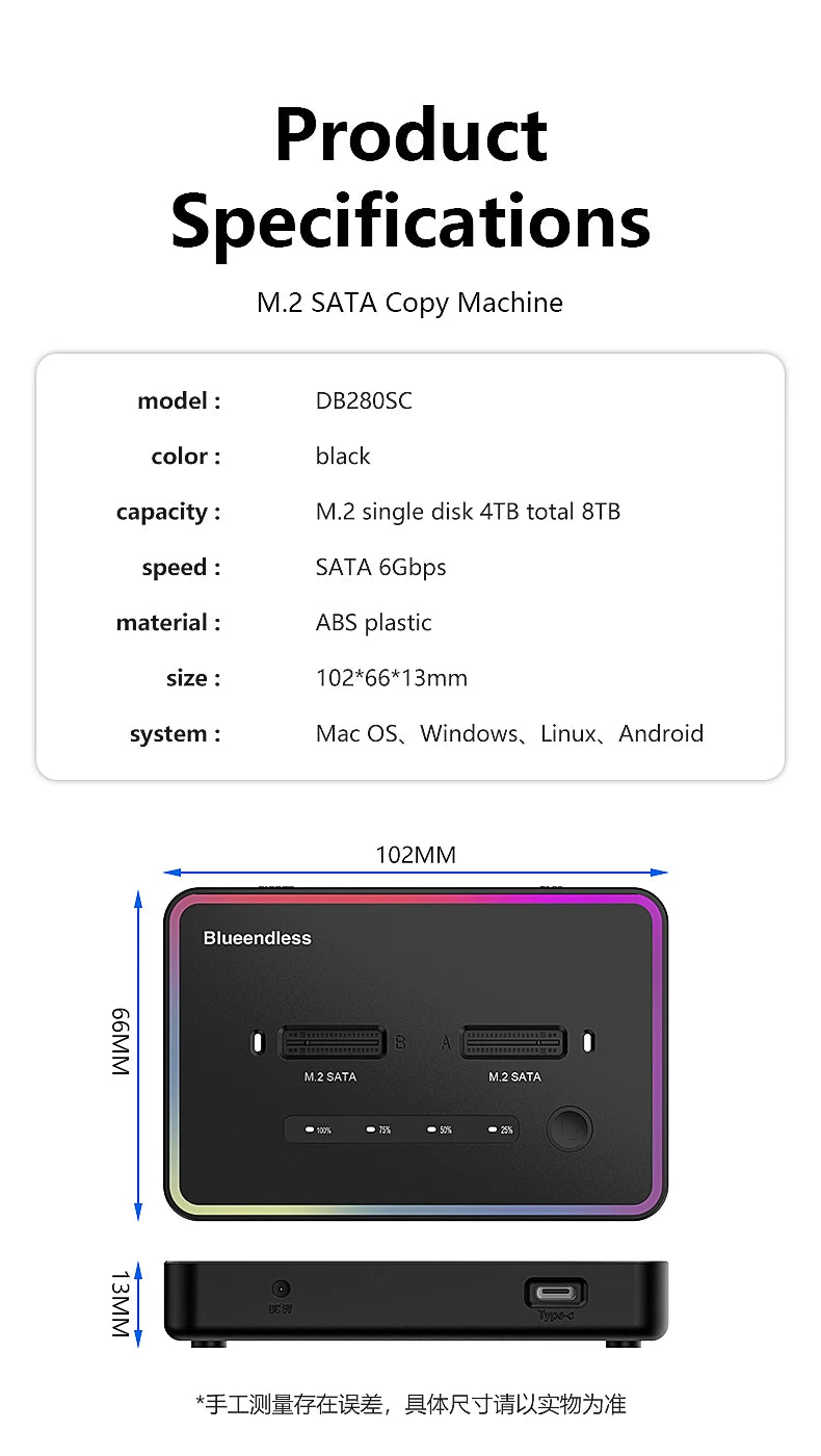 Dual M.2 SATA SSD Docking Station for Offline Cloning