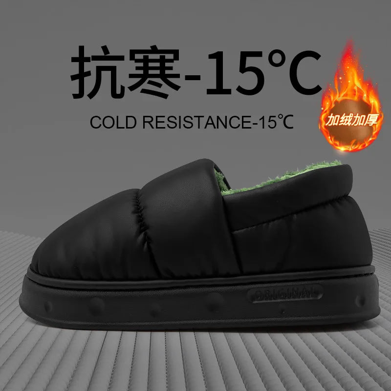 Men's Winter Wool Plush Slippers | Thick Non-Slip House Shoes