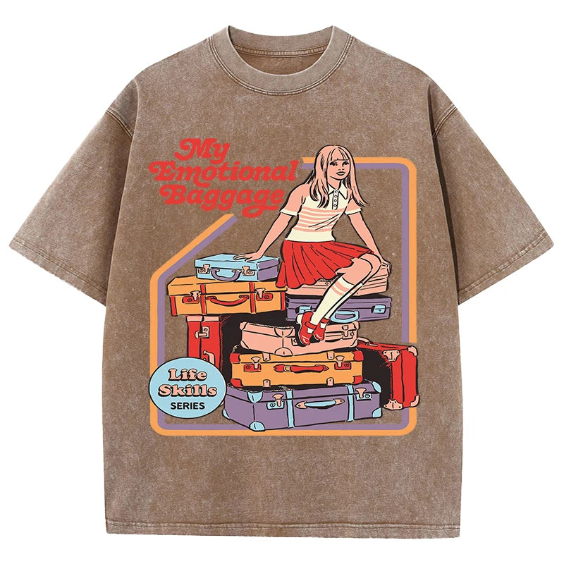 Unisex Emotional Baggage Printed Summer Crewneck T-Shirt