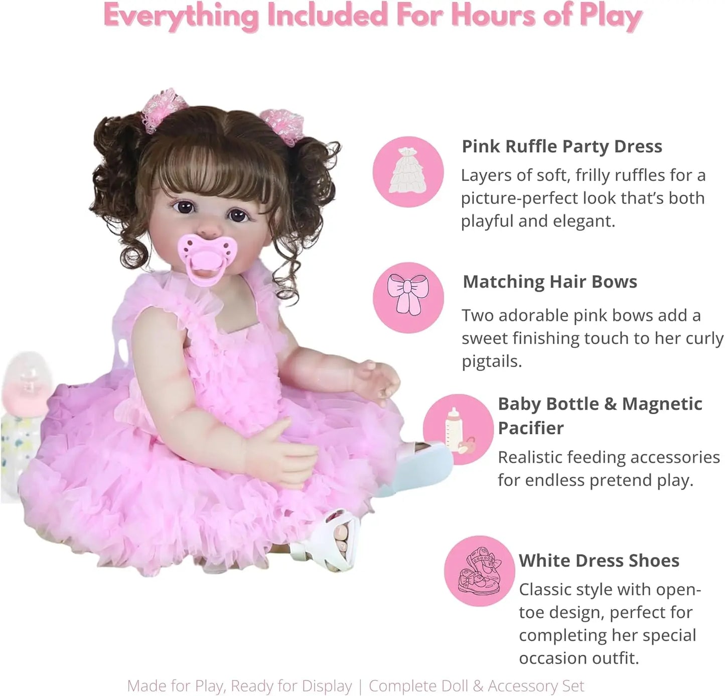 22" Realistic Reborn Baby Doll with Princess Outfit & Accessories
