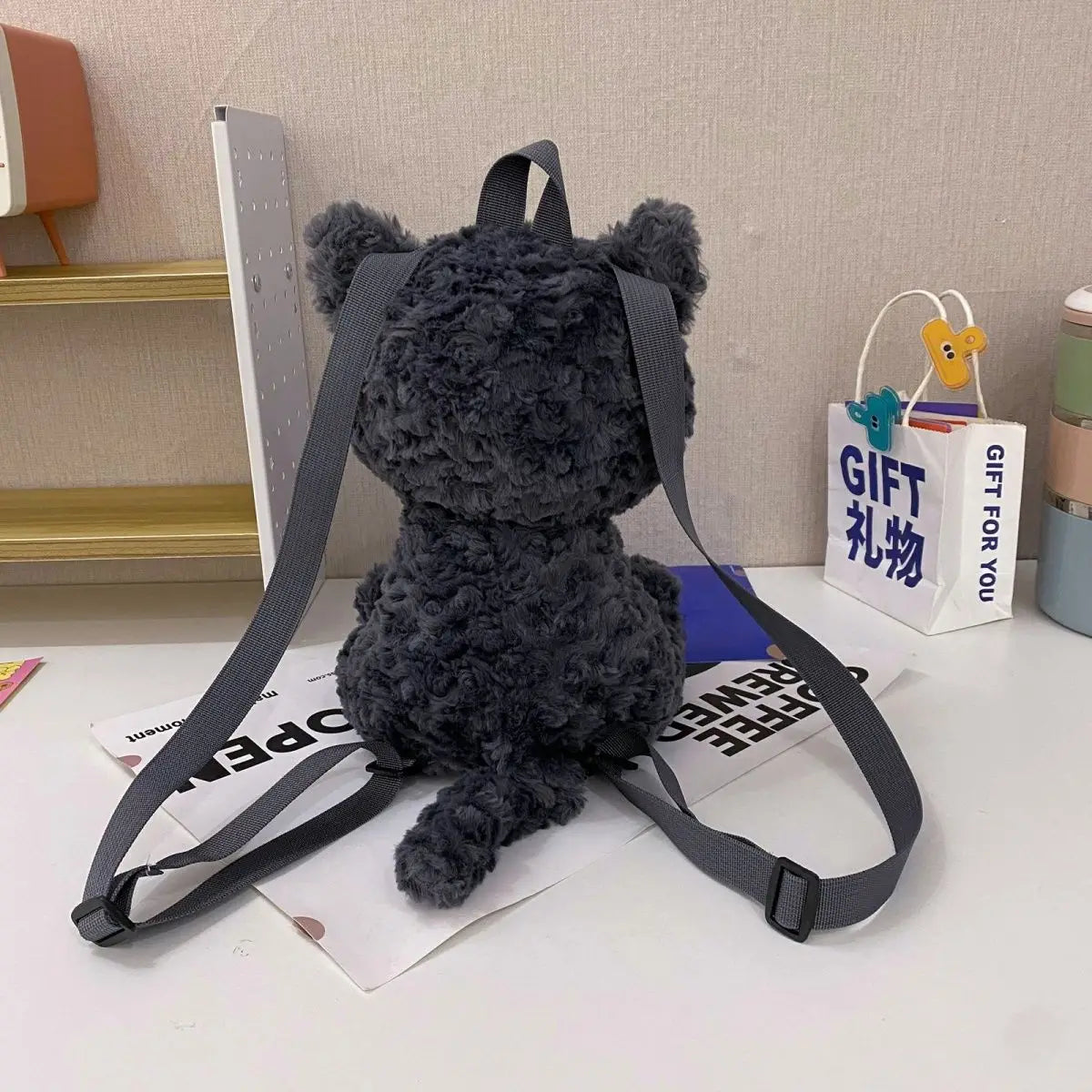 Cute Black Cat Plush Backpack | Adorable Kawaii Knapsack for All