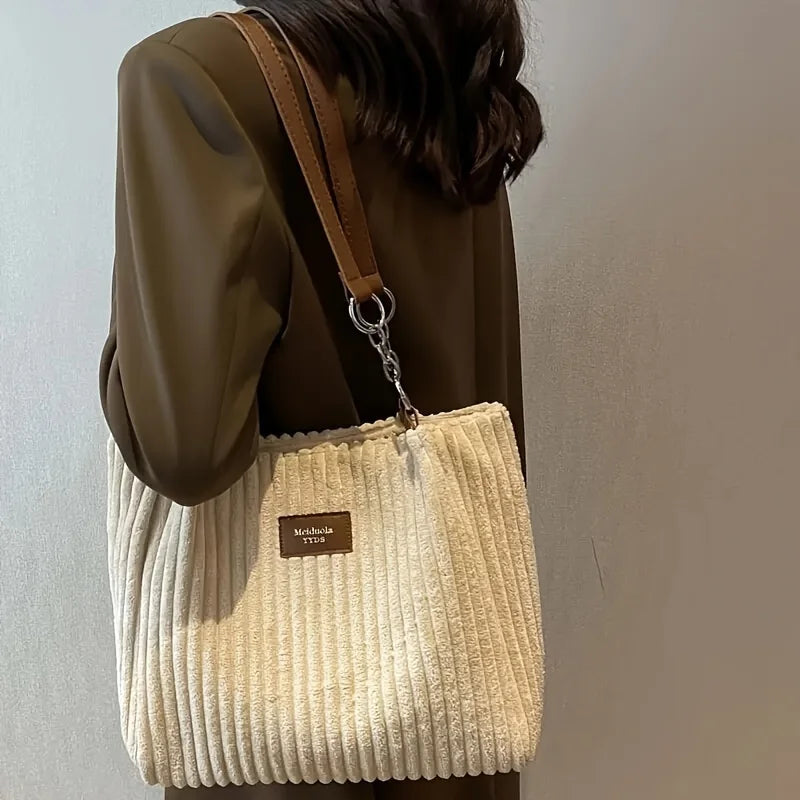 Bolso tote de pana de gran capacidad | Elegante y funcional