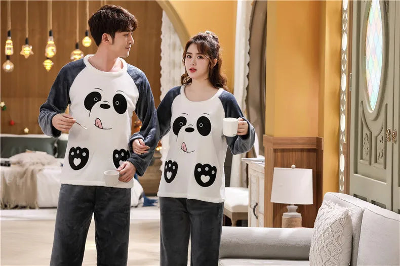 Cozy Flannel Pajamas Set for Couples | Warm Homewear Comfort