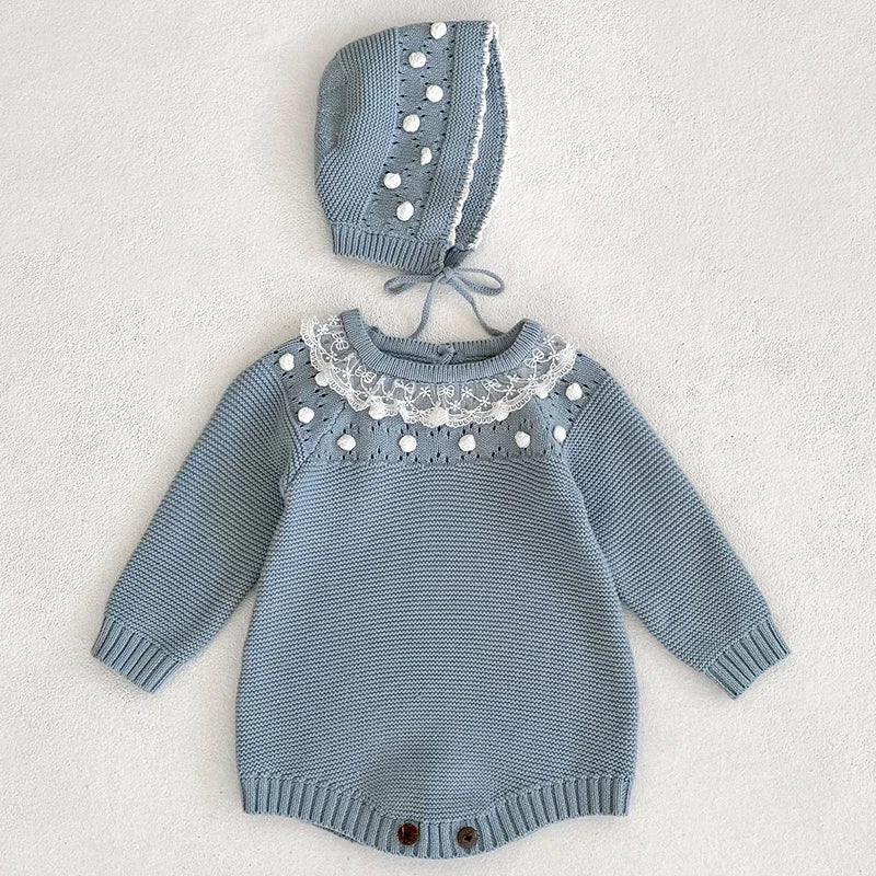 Warm Lace Baby Girl Romper | Cozy Infant Princess Jumpsuit