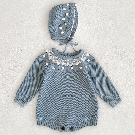 Ranita de encaje cálida para bebé | Mono acogedor de princesa para bebés