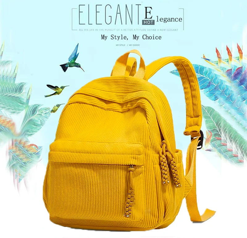 Trendy Women's Multi-color Corduroy Backpack | Stylish Daily Bag