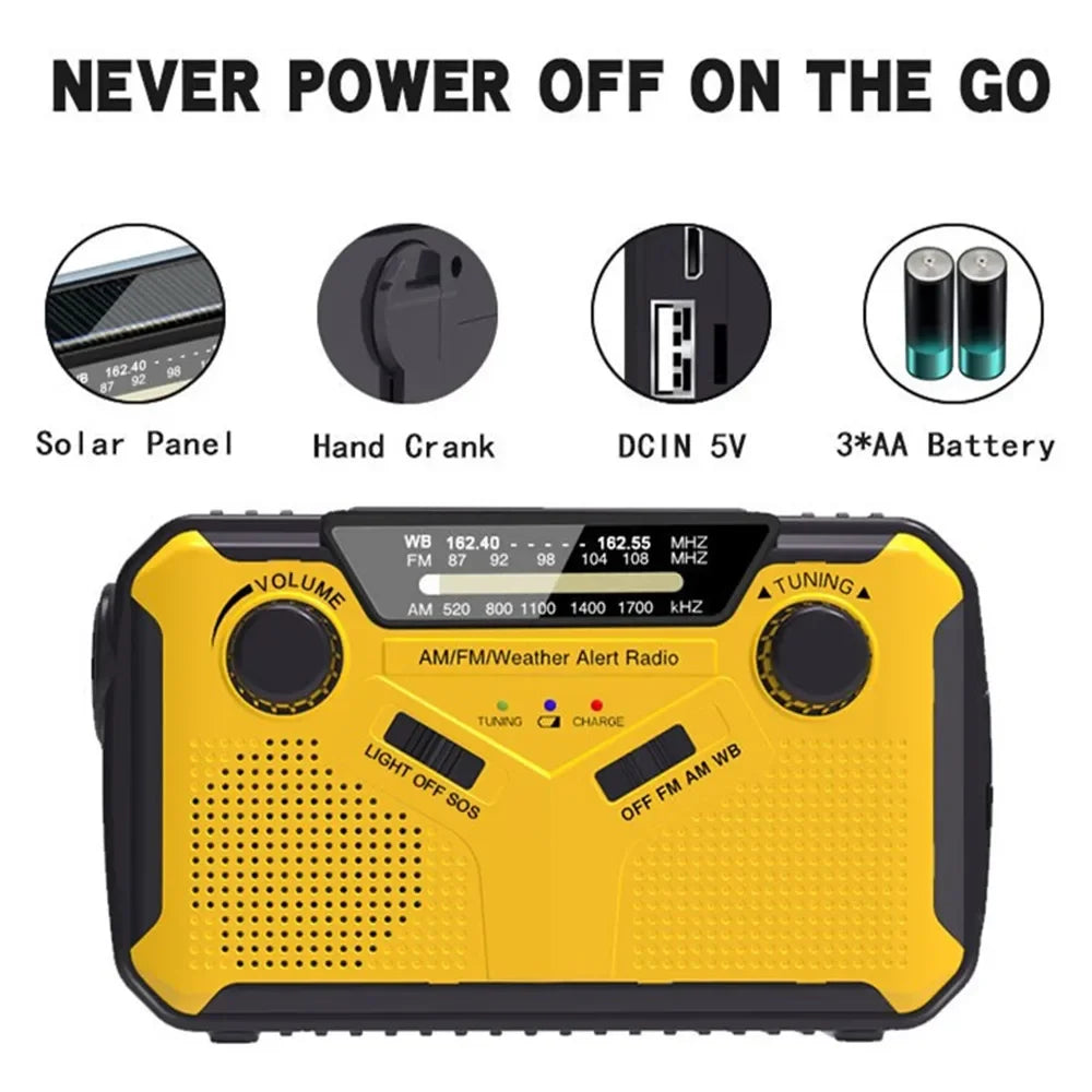 Portable Solar Energy AM FM Radio & Flashlight Emergency Power