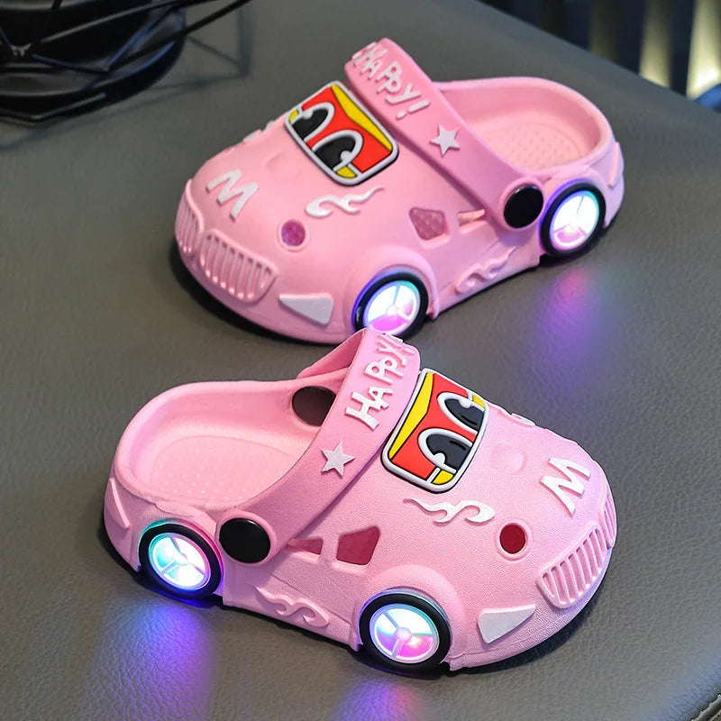 Children's Car Shaped Light Up Slippers | Fun Summer Footwear