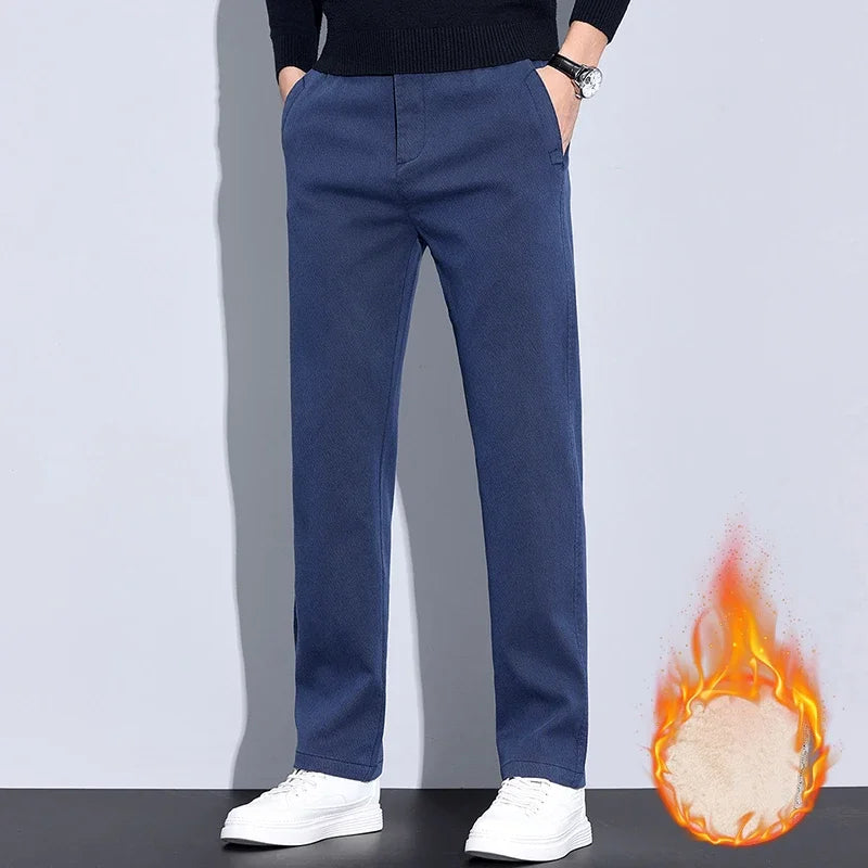 Men's Winter Thick Warm Casual Pants | Fleece Thermal Trousers